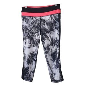 Active Life Womens Capri Leggings M Black/White Cropped Athletic Workout Gym